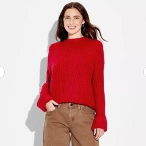 Wild Fable Vibrant Red Crew Neck Sweater